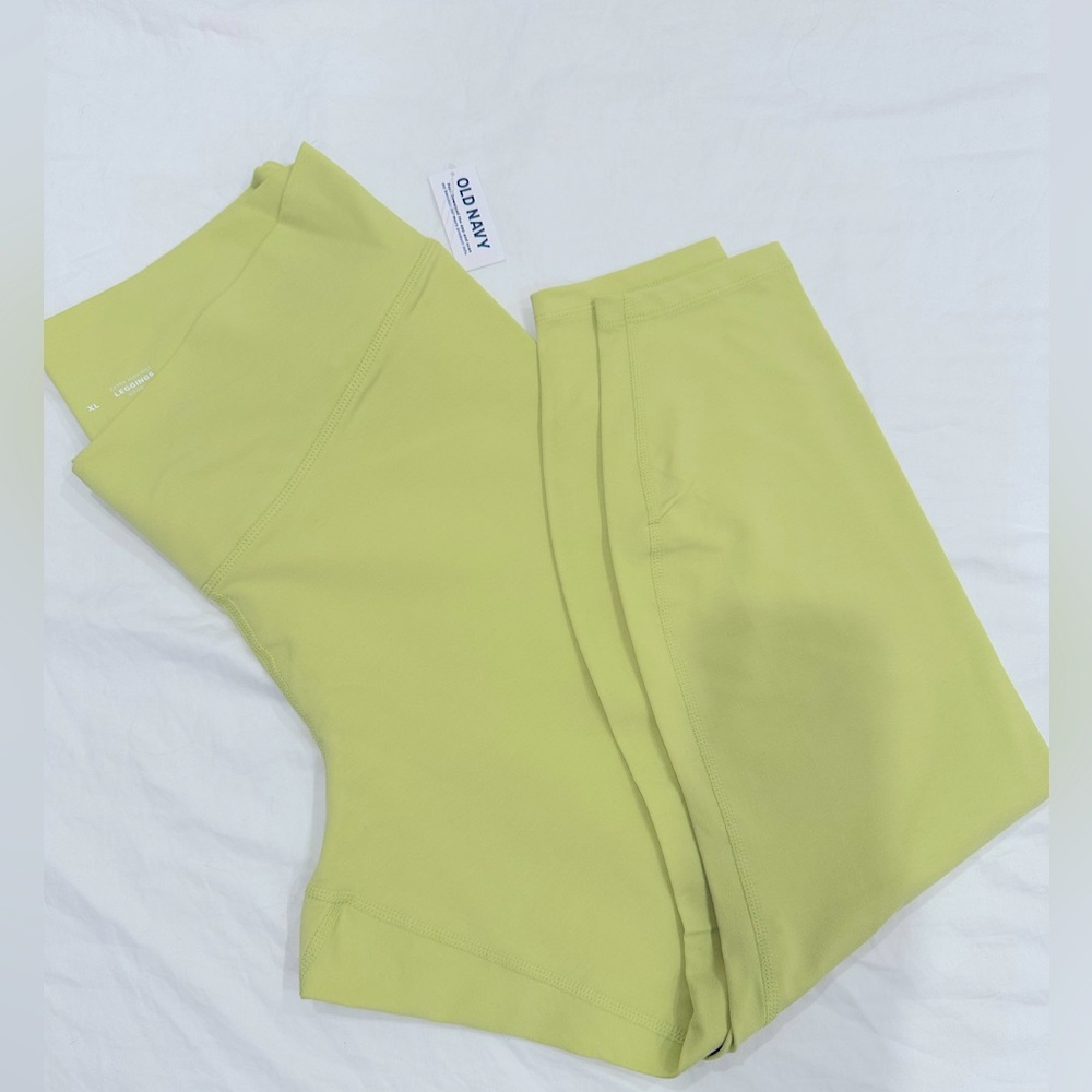 NWT Old Navy XL Leggings Powerchill Xtra High Rise Go-Dry Lime Cross Front